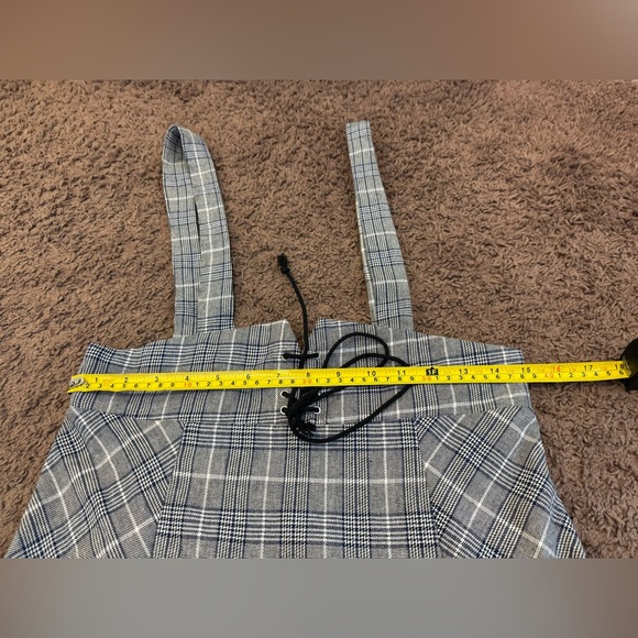 2 FOR $20 Shein Pinafore Plaid Over All Dress School Girl Jumper 100% Cotton M - Picture 8 of 10
